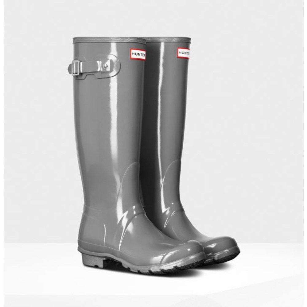 Hunter Original Tall Gray Glossy Rainboots